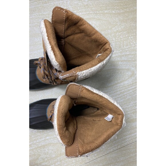 Khombu Cozy Duck Boot Women's Size 5 Brown Leather Snow Winter Mid Calf Lace Up - Picture 8 of 12